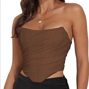 Strapless Boned Bustier Zip Back Corset